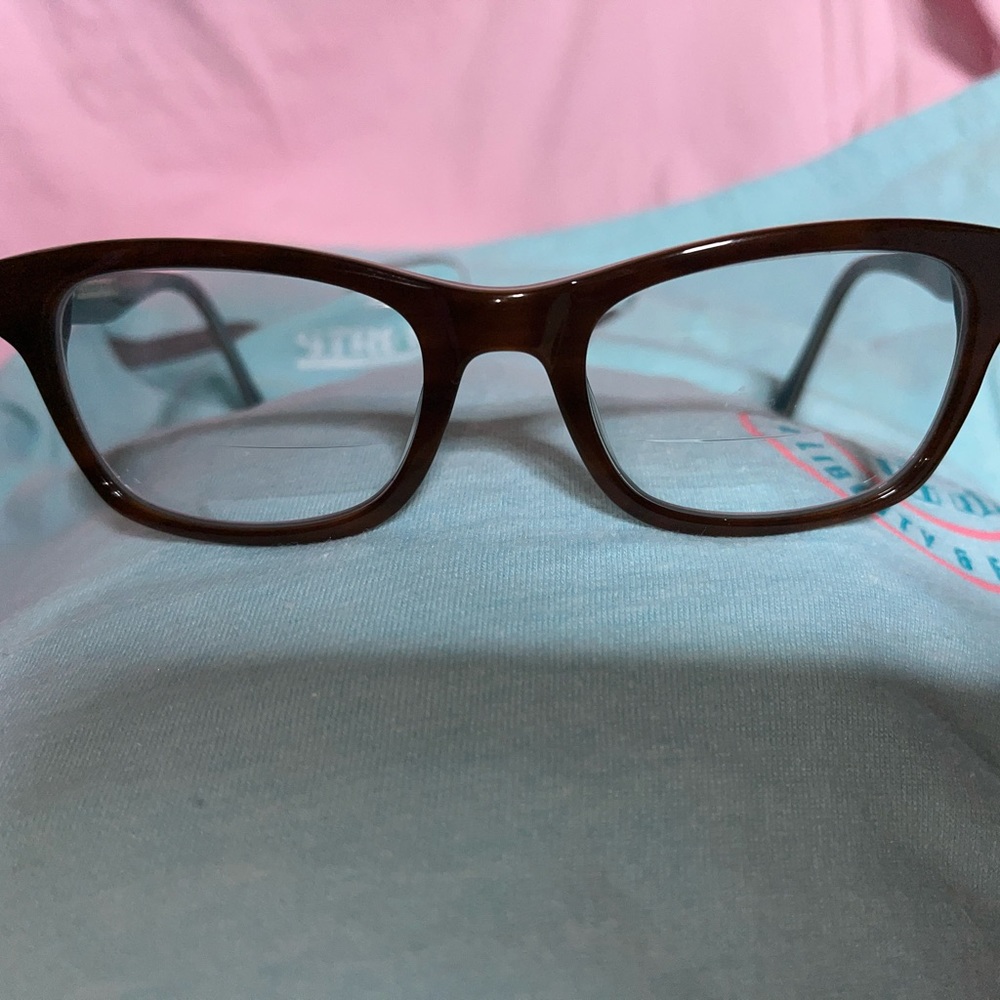 Lucky brand eyeglass frames. Dark brown/turquoise. EUC